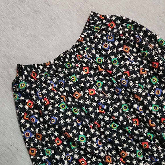 RARE!! Vintage 80's Funky Print Matching Midi Maxi Skirt & Button Up Blouse Set - Picture 14 of 17